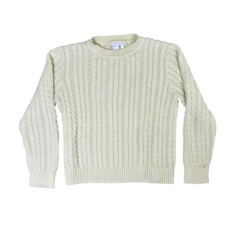 Mark Fore & Strike Womens M Yellow Cable Knit Cotton Crew Neck Sweater Pullover